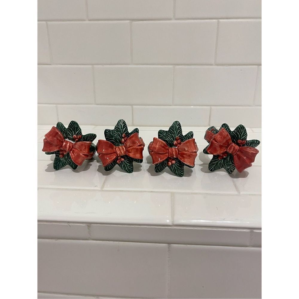 Vintage Fitz & Floyd Ceramic Holiday Napkin Rings